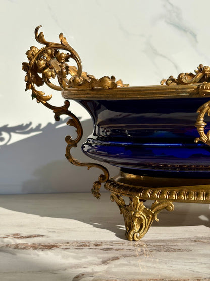 Bronze and Porcelain Lion Jardiniere