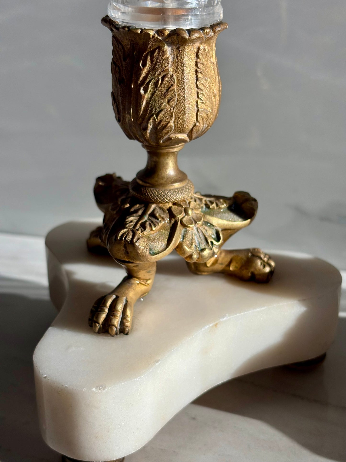 Crystal Bronze Footed Candlesticks