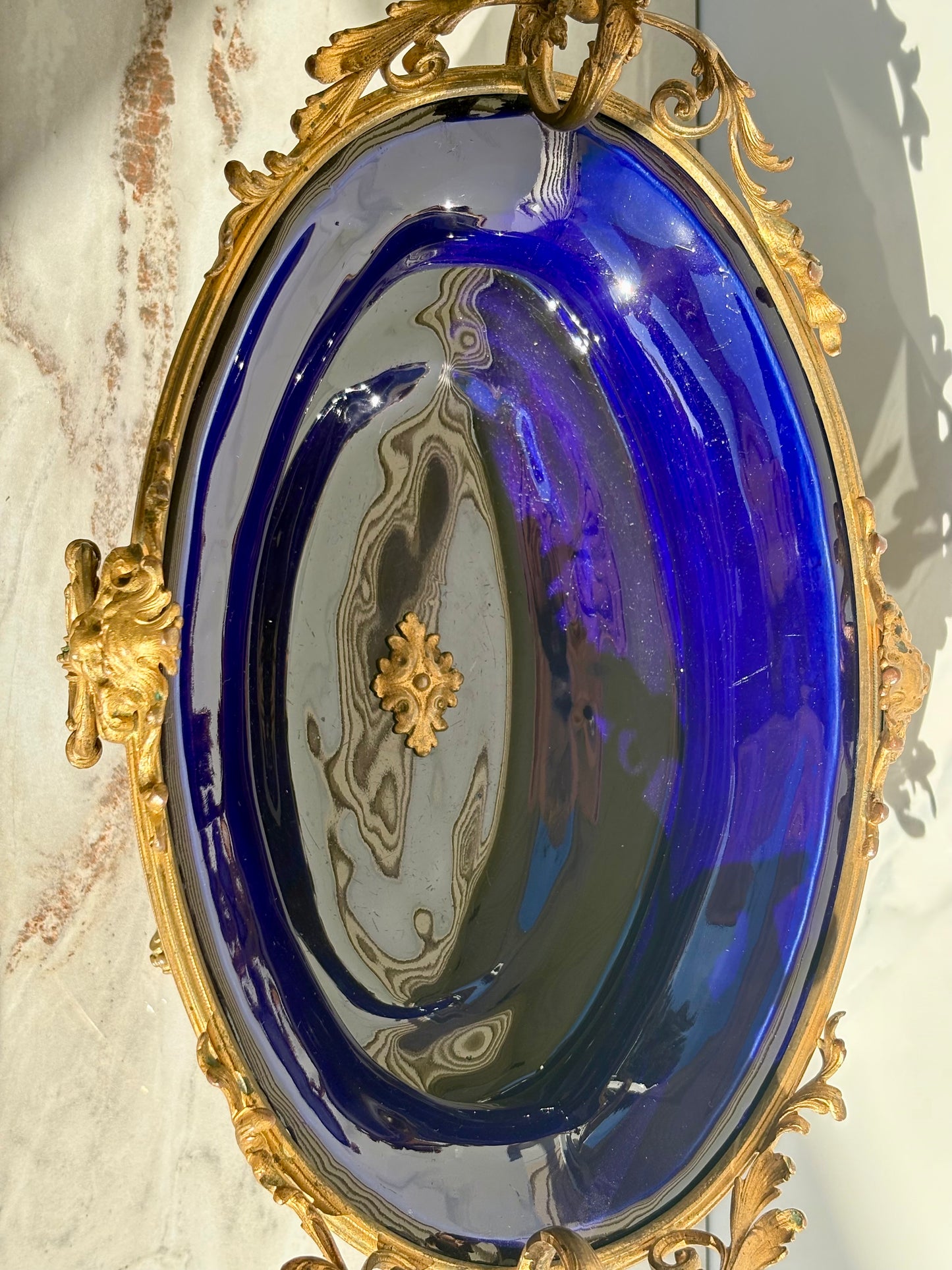 Bronze and Porcelain Lion Jardiniere
