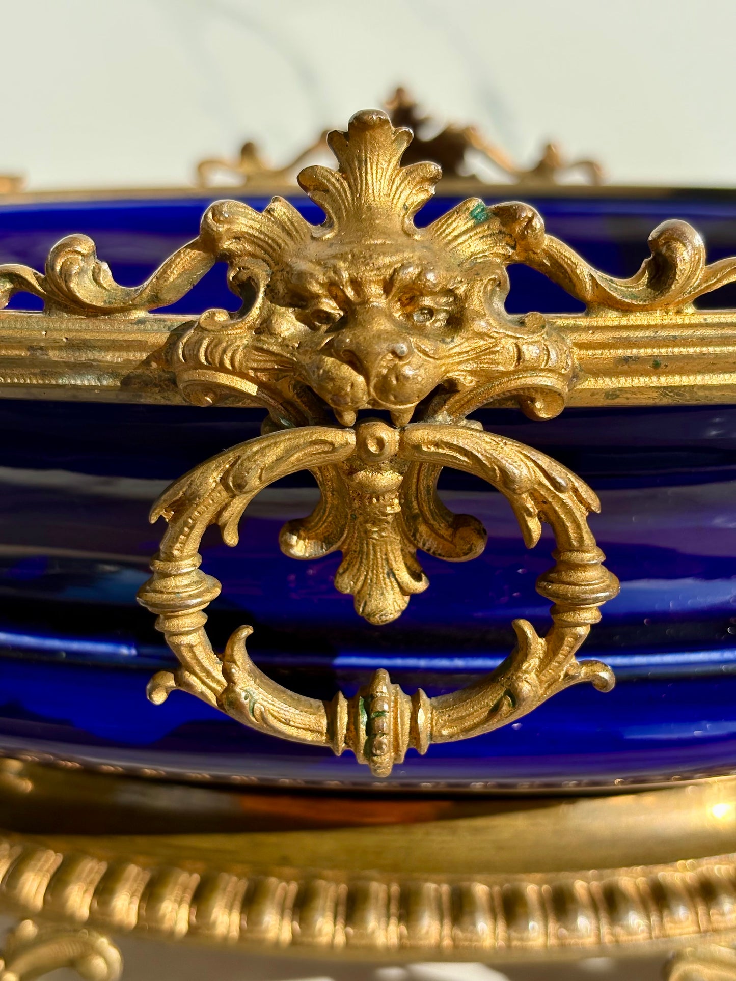 Bronze and Porcelain Lion Jardiniere