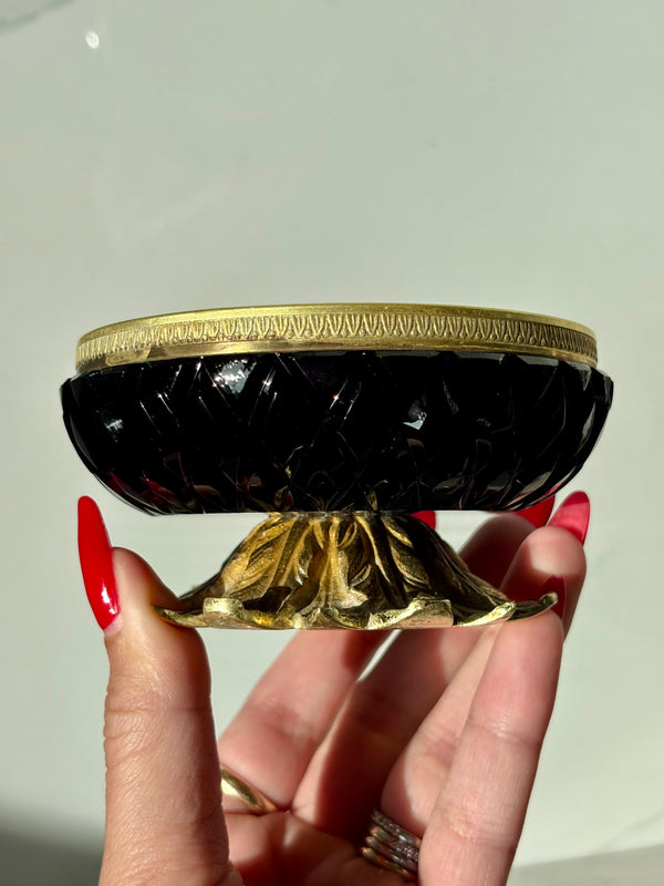 Black Quilted Opaline Trinket Dish