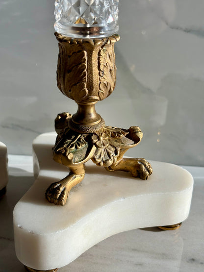 Crystal Bronze Footed Candlesticks