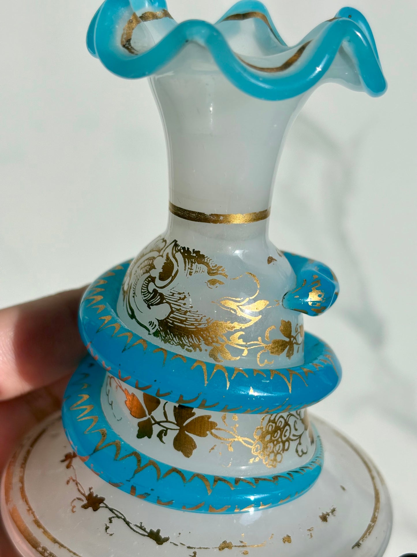 19th Century Snake Opaline Bottle