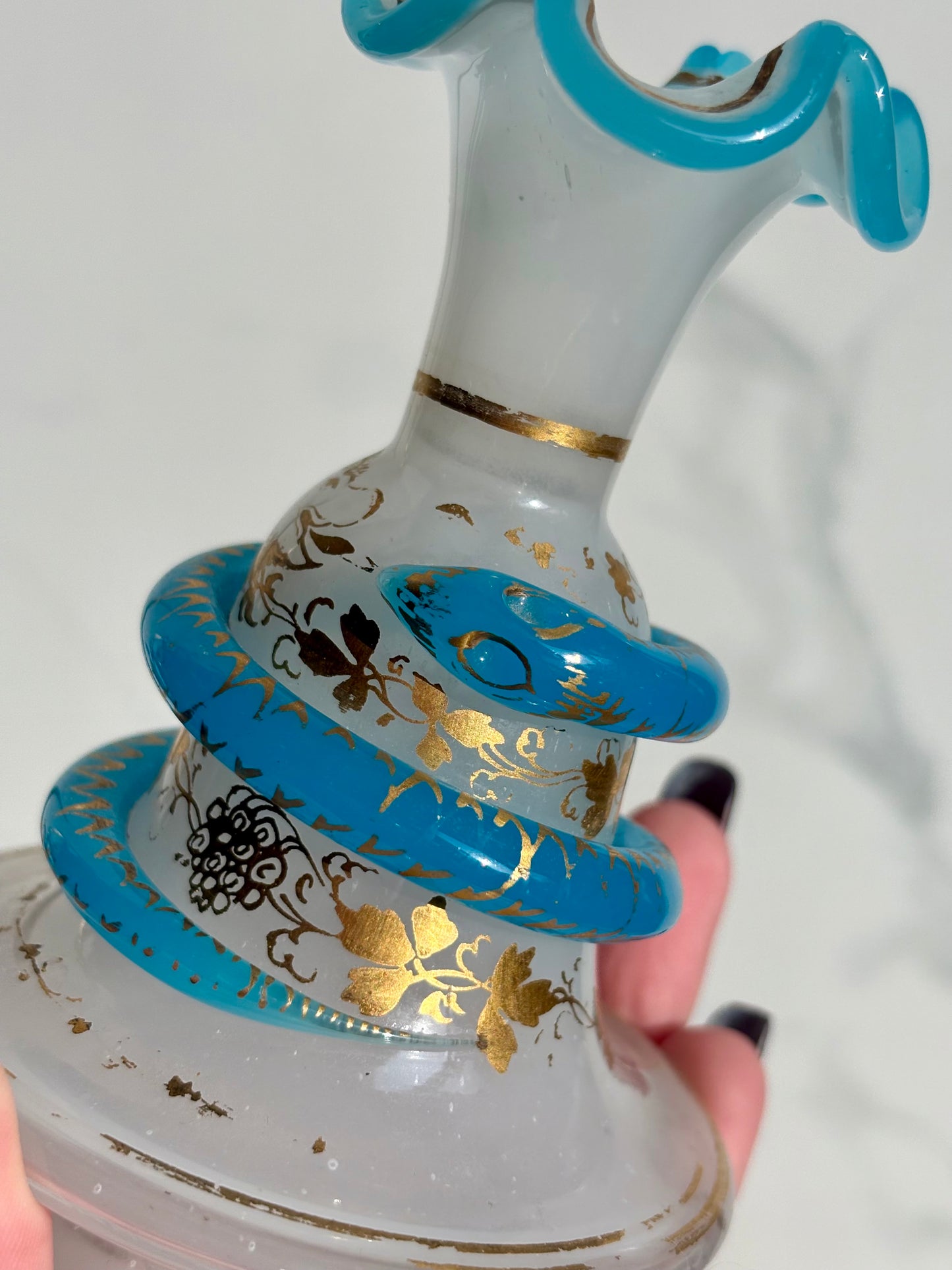19th Century Snake Opaline Bottle
