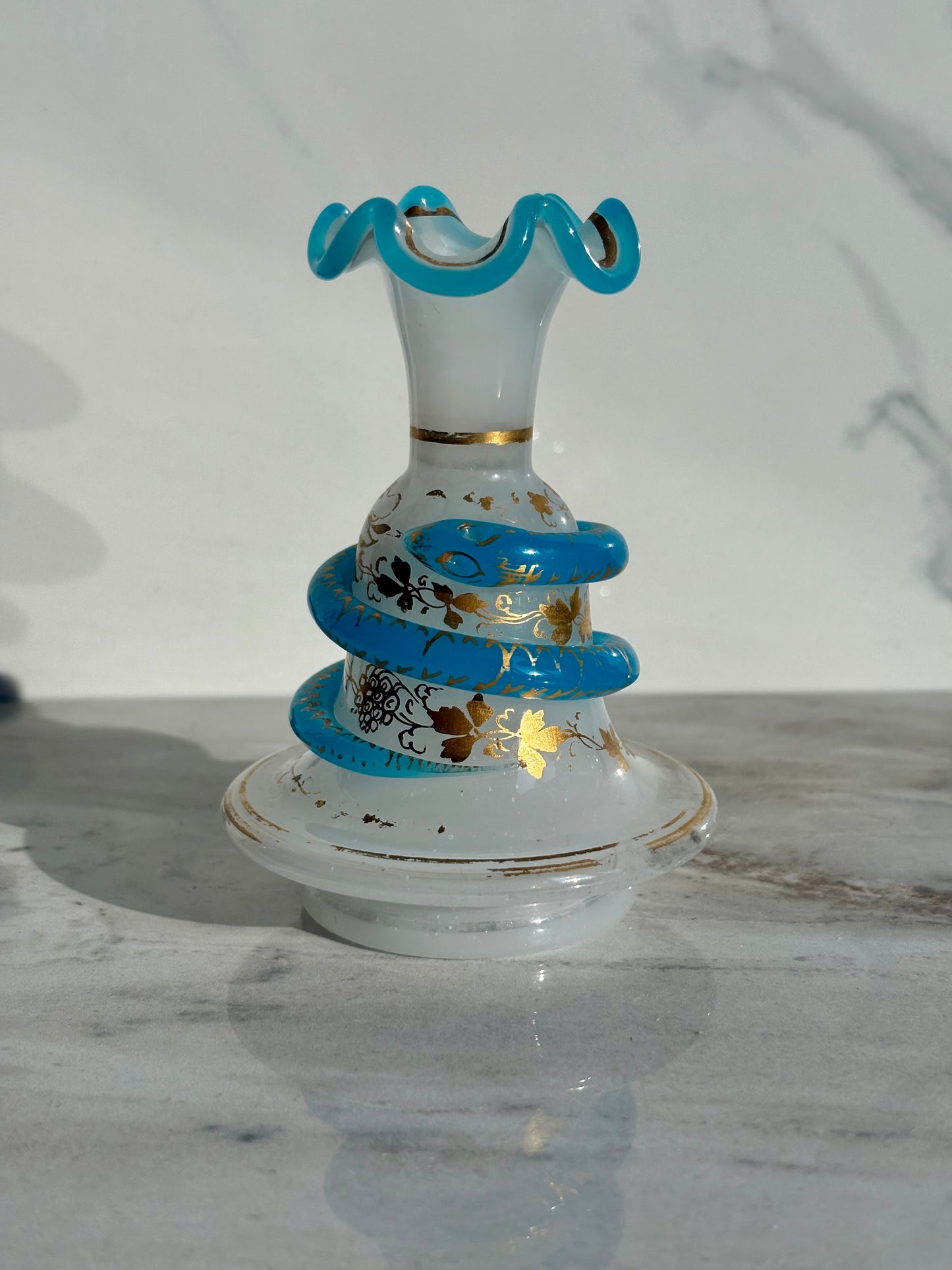 19th Century Snake Opaline Bottle